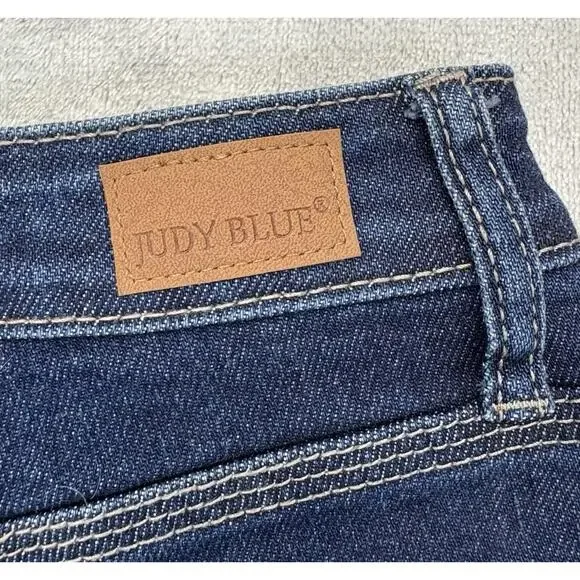 Judy Blue Women’s Cropped Straight Jeans Size 9/29 Cut Ankle Raw Hem Blue Denim - Picture 8 of 11